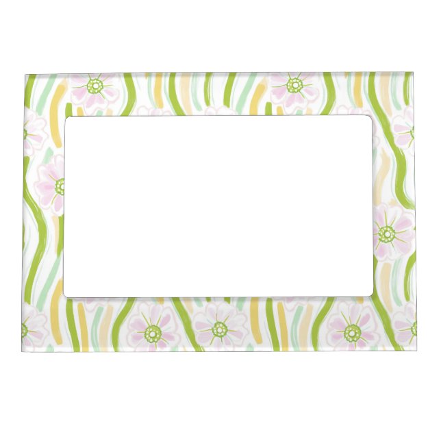 Modern Abstract Floral Line Pattern (4) Magnetic Frame (Front)