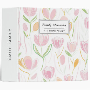 Modern Abstract Floral Line Pattern (5) 3 Ring Binder