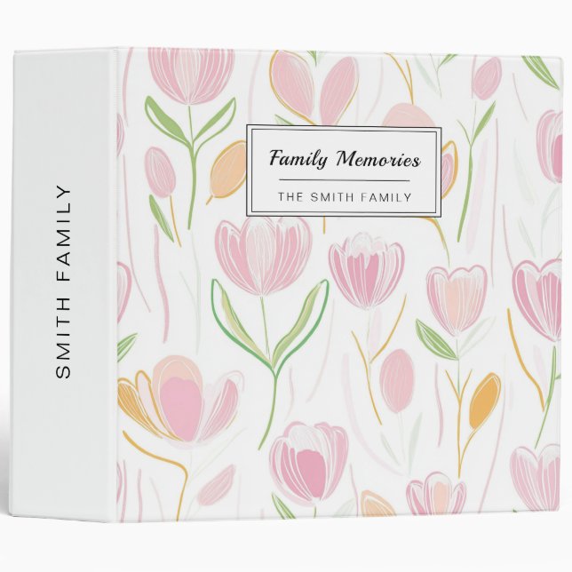 Modern Abstract Floral Line Pattern (5) 3 Ring Binder (Front/Spine)