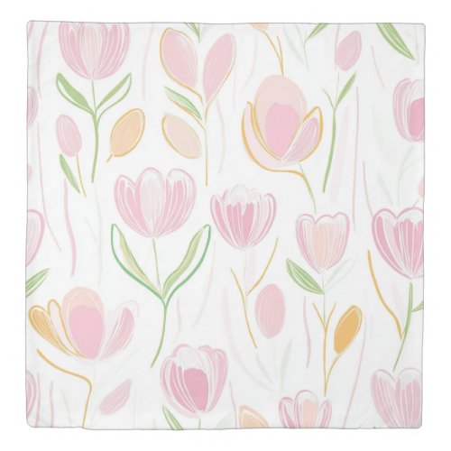Modern Abstract Floral Line Pattern (5) Duvet Cover