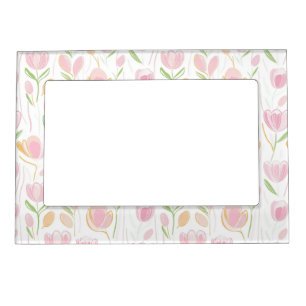 Modern Abstract Floral Line Pattern (5) Magnetic Frame