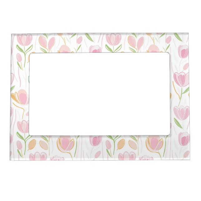 Modern Abstract Floral Line Pattern (5) Magnetic Frame (Front)