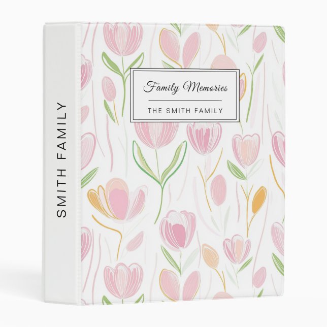Modern Abstract Floral Line Pattern (5) Mini Binder (Front/Spine)
