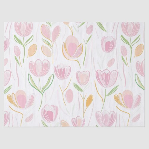 Modern Abstract Floral Line Pattern (5) Tissue Paper
