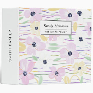 Modern Abstract Floral Line Pattern (6) 3 Ring Binder