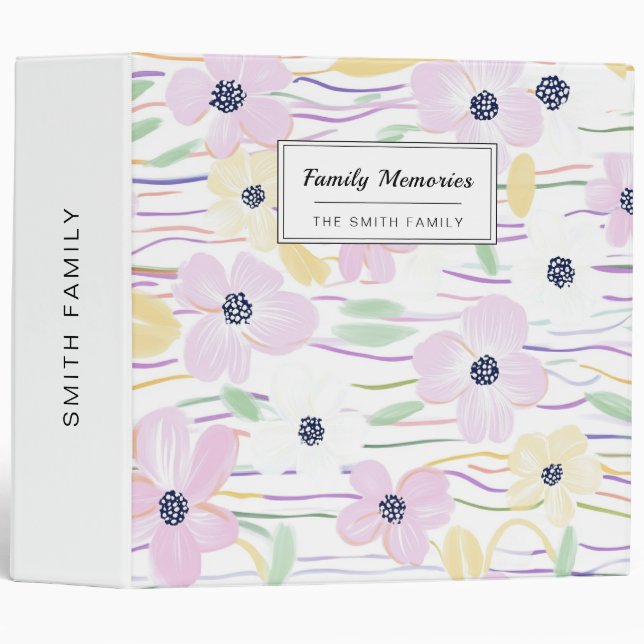 Modern Abstract Floral Line Pattern (6) 3 Ring Binder (Front/Spine)