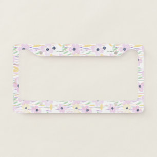 Modern Abstract Floral Line Pattern (6) License Plate Frame