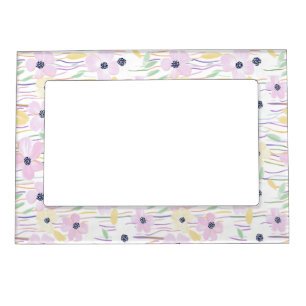 Modern Abstract Floral Line Pattern (6) Magnetic Frame