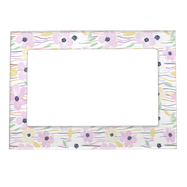 Modern Abstract Floral Line Pattern (6) Magnetic Frame (Front)