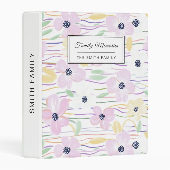 Modern Abstract Floral Line Pattern (6) Mini Binder (Front/Spine)