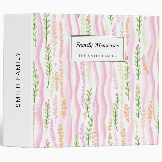 Modern Abstract Floral Line Pattern (7) 3 Ring Binder (Front/Spine)