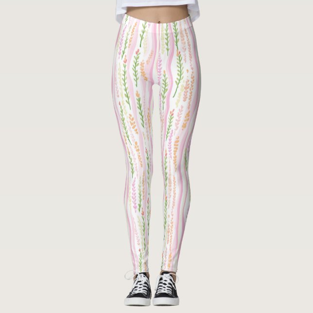 Modern Abstract Floral Line Pattern (7) Leggings (Front)