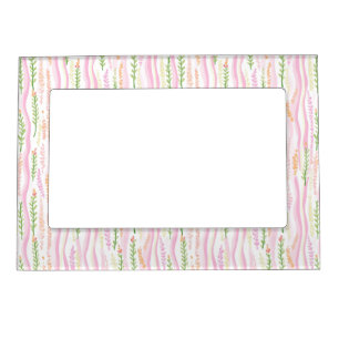 Modern Abstract Floral Line Pattern (7) Magnetic Frame