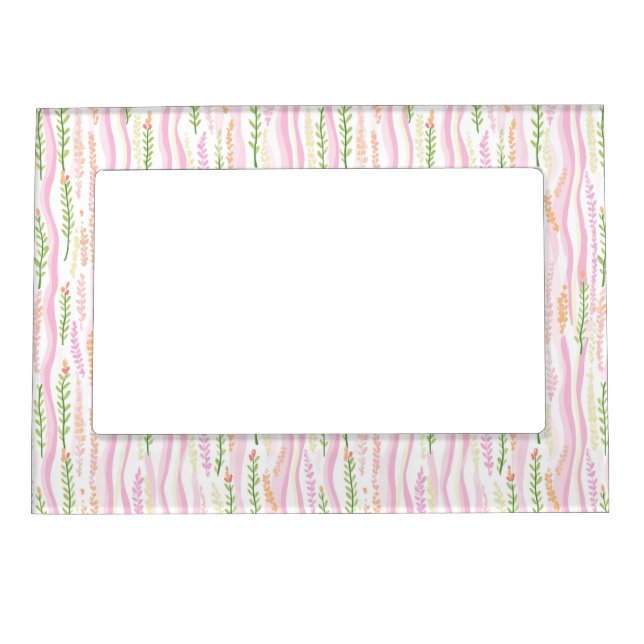 Modern Abstract Floral Line Pattern (7) Magnetic Frame (Front)