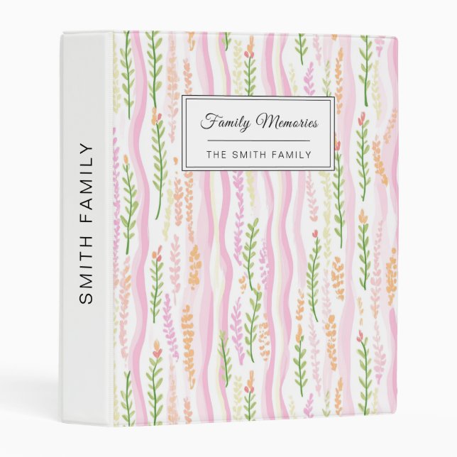 Modern Abstract Floral Line Pattern (7) Mini Binder (Front/Spine)