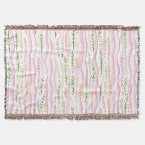 Modern Abstract Floral Line Pattern (7) Throw Blanket