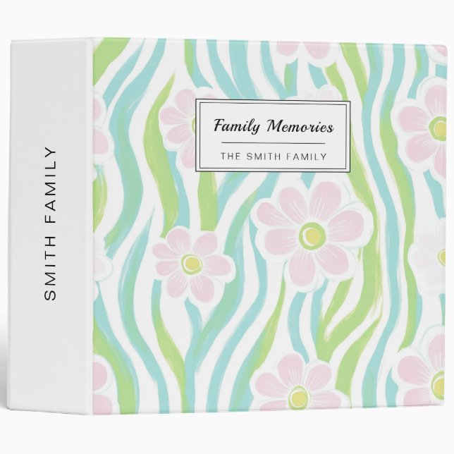 Modern Abstract Floral Line Pattern (8) 3 Ring Binder (Front/Spine)