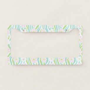 Modern Abstract Floral Line Pattern (8) License Plate Frame