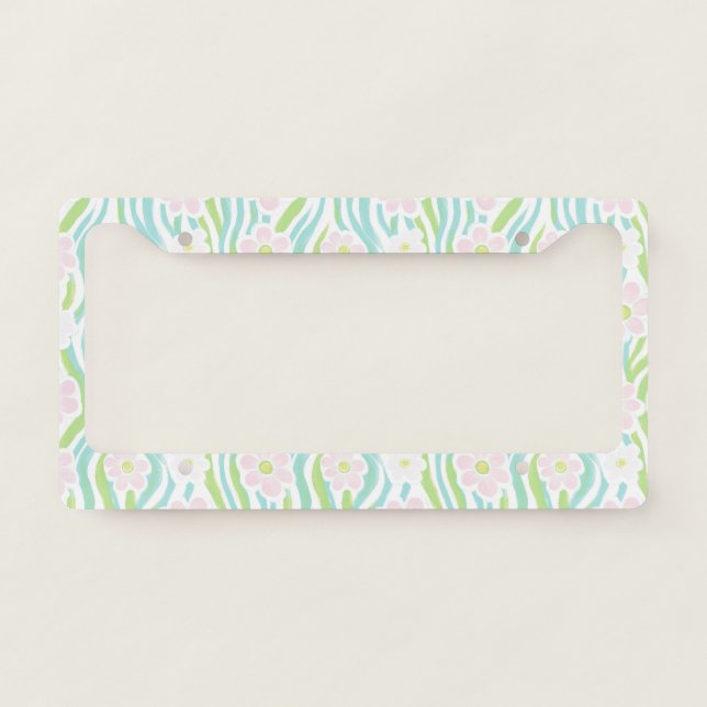 Modern Abstract Floral Line Pattern (8) License Plate Frame (Front)