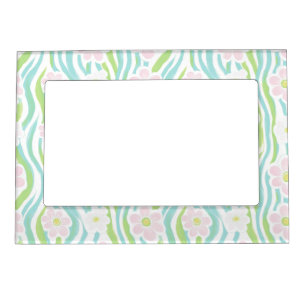 Modern Abstract Floral Line Pattern (8) Magnetic Frame