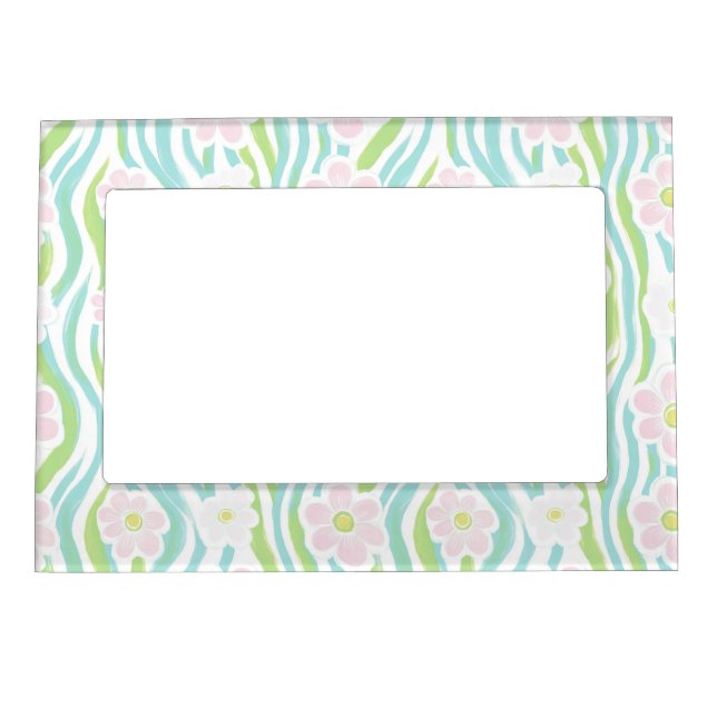 Modern Abstract Floral Line Pattern (8) Magnetic Frame (Front)