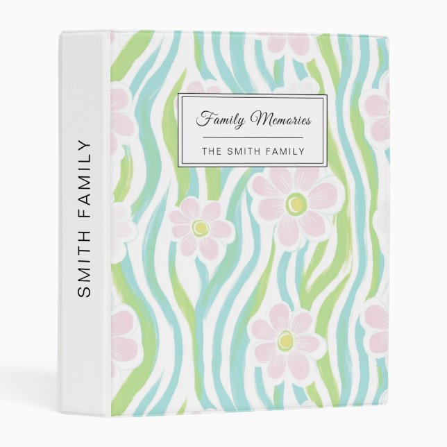 Modern Abstract Floral Line Pattern (8) Mini Binder (Front/Spine)