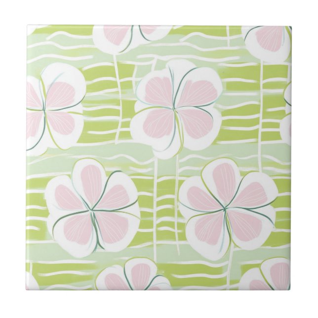 Modern Abstract Floral Line Pattern (9) Ceramic Tile (Front)