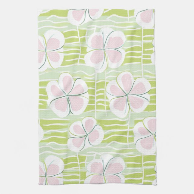 Modern Abstract Floral Line Pattern (9) Kitchen Towel (Vertical)