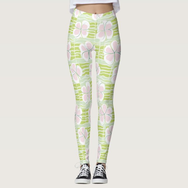Modern Abstract Floral Line Pattern (9) Leggings (Front)