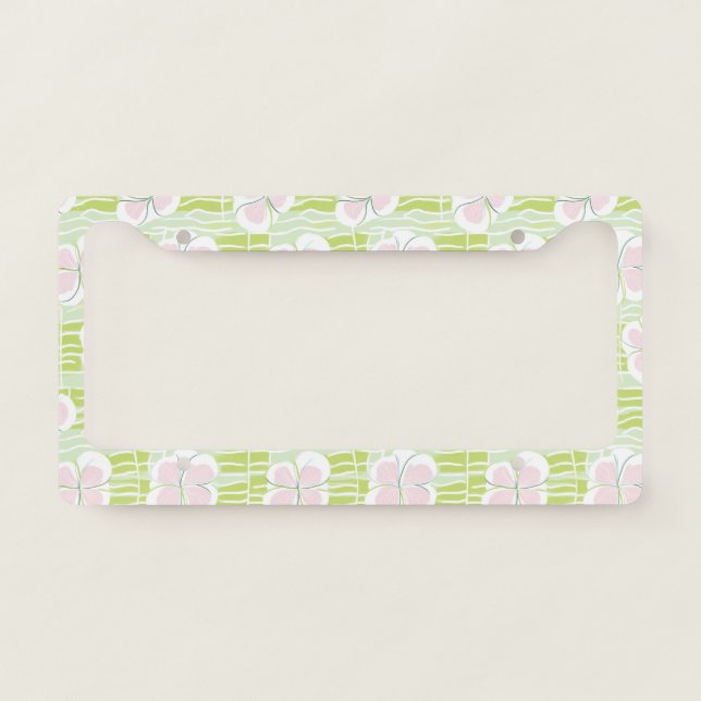 Modern Abstract Floral Line Pattern (9) License Plate Frame (Front)