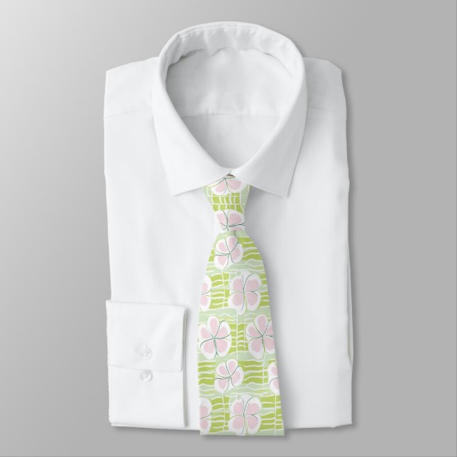 Modern Abstract Floral Line Pattern (9) Neck Tie (Tied)