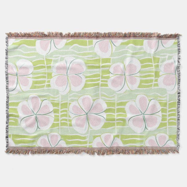 Modern Abstract Floral Line Pattern (9) Throw Blanket (Front)