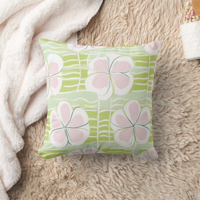 Modern Abstract Floral Line Pattern (9) Throw Pillow (Blanket)