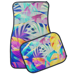 Modern Abstract Floral Pastel Color Car Floor Mat