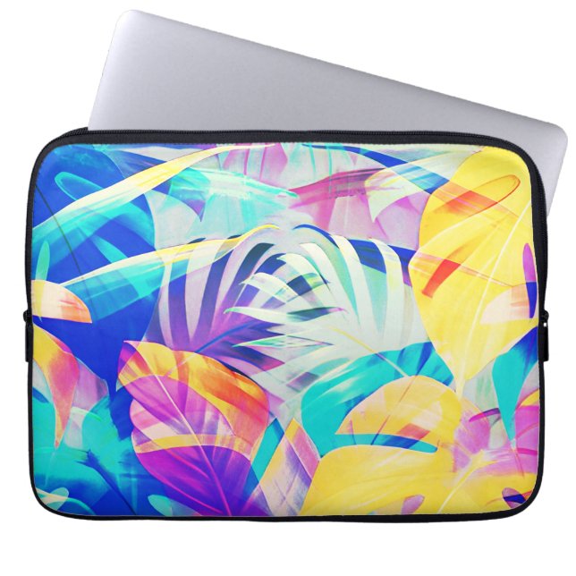 Modern Abstract Floral Pastel Color Laptop Sleeve (Front)