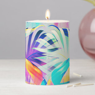 Modern Abstract Floral Pastel Color Pillar Candle