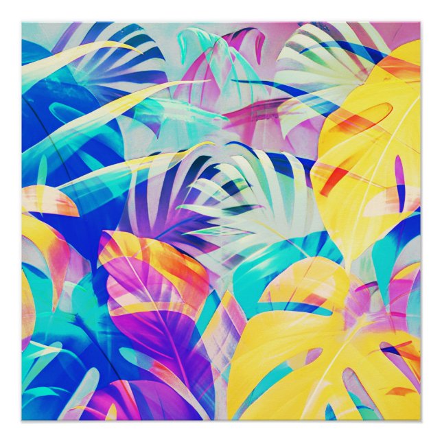 Modern Abstract Floral Pastel Color Poster (Front)