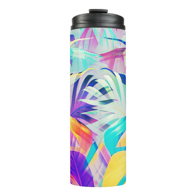 Modern Abstract Floral Pastel Color Thermal Tumbler (Front)