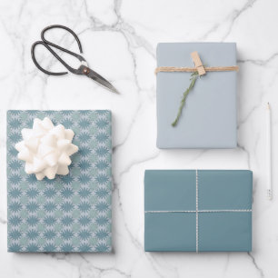 Modern Abstract Floral Pattern Blue Lavender Grey  Wrapping Paper Sheets
