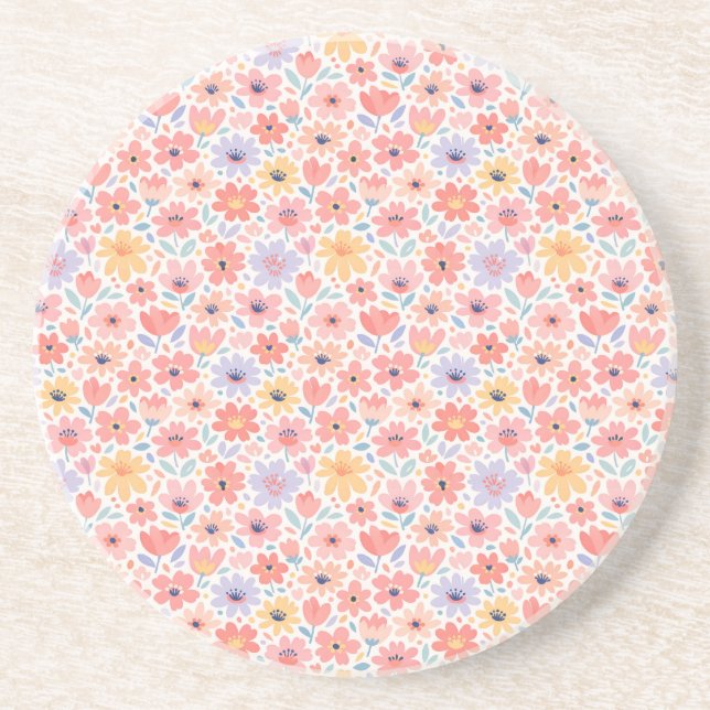 Modern Abstract Floral Pattern Coaster (Front)