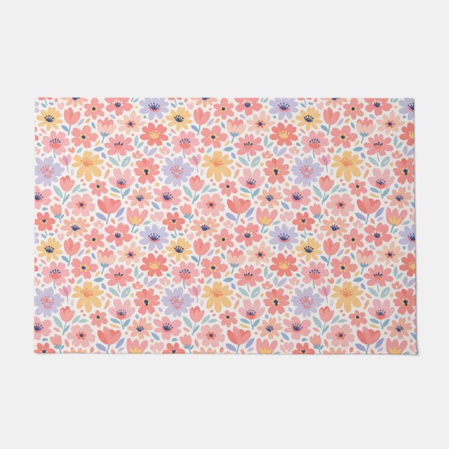 Modern Abstract Floral Pattern Doormat (Front)