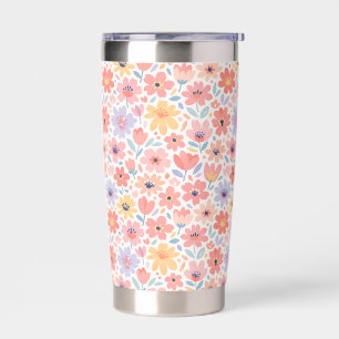 Modern Abstract Floral Pattern Insulated Tumbler