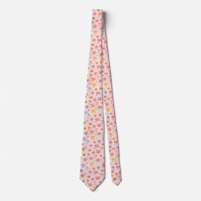 Modern Abstract Floral Pattern Neck Tie (Front)