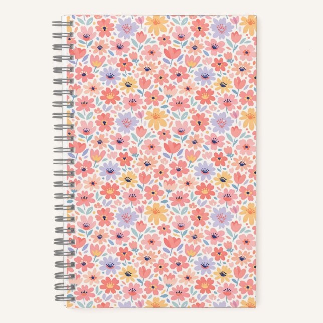 Modern Abstract Floral Pattern Notebook (Front)