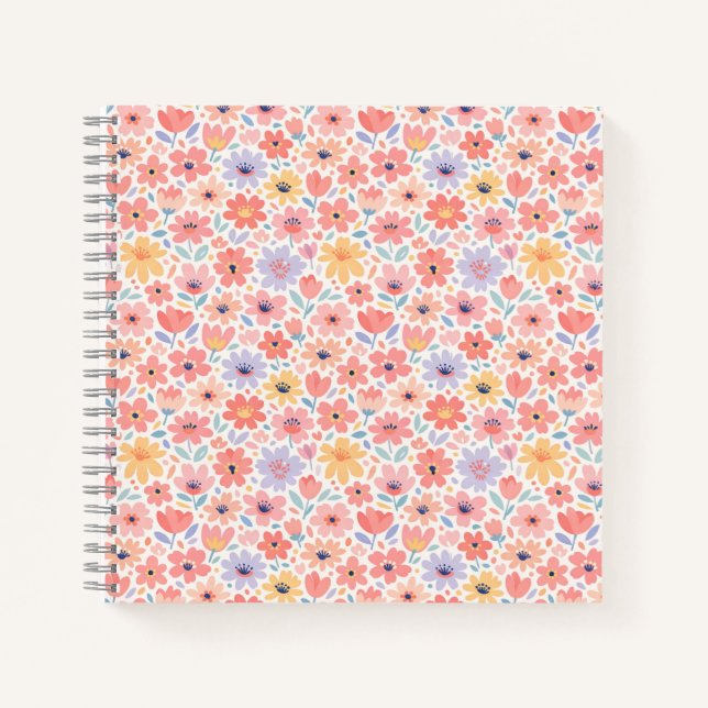 Modern Abstract Floral Pattern Notebook (Front)