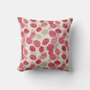 Modern Abstract Floral Pink Poppies Throw Pillow