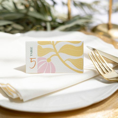 Modern abstract floral place card