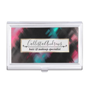 Modern Abstract Floral Red Wine Drawing Business Card Case