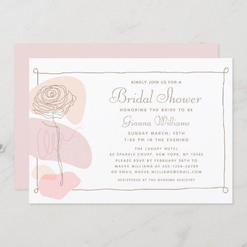 Modern Abstract Floral Rose Stylish Bridal Shower Invitation