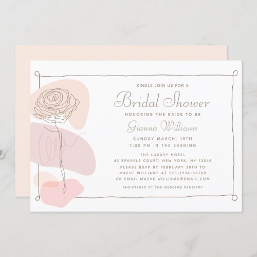Modern Abstract Floral Rose Stylish Bridal Shower Invitation